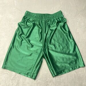 Vintage Made in Canada Shiny Silky Dazzle Shorts Mens Large Green Baggy Y2K 90s‎